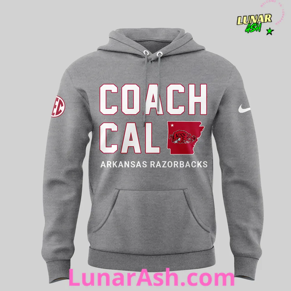 Arkansas Razorback Coach John Calipari 2024 Gray Hoodie Arkansas Razorback Coach John Calipari 2024 Gray Hoodie