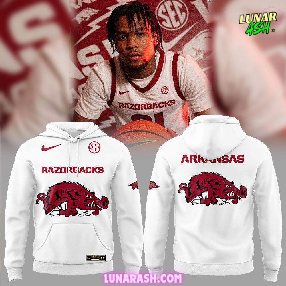 Arkansas Razorbacks Basketball New Version 2024 White Hoodie Arkansas Razorbacks Basketball New Version 2024 White Hoodie