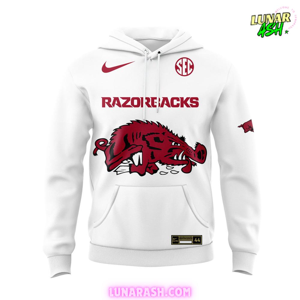 Arkansas Razorbacks Basketball New Version 2024 White Hoodie Arkansas Razorbacks Basketball New Version 2024 White Hoodie