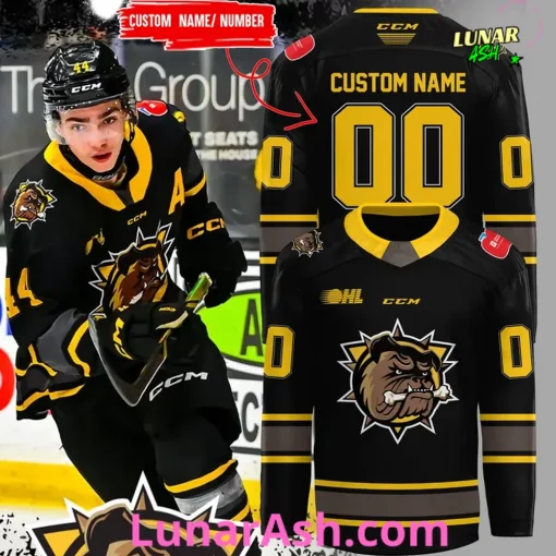 Brantford Bulldogs Black & Gold Official Team 2025 Hockey Jersey