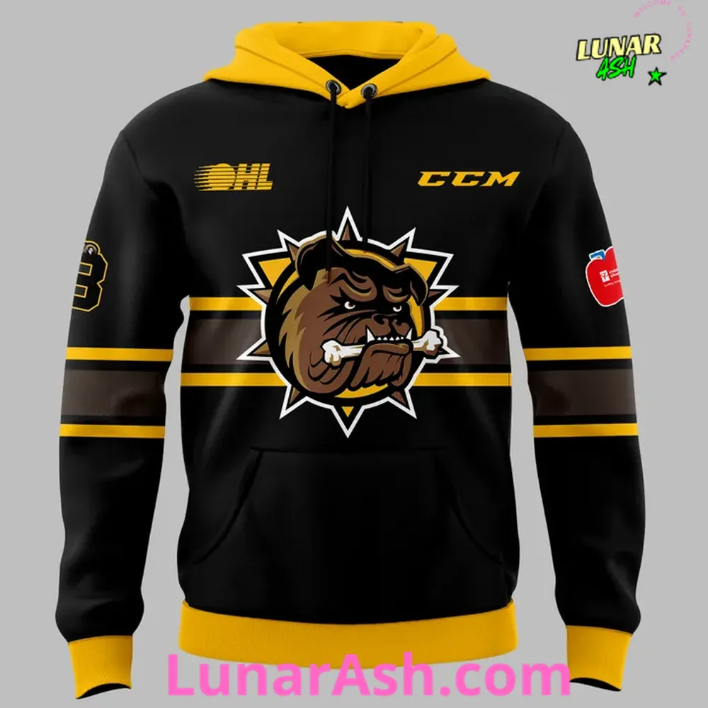 Brantford Bulldogs Black & Gold Official Team 2025 Hoodie Brantford Bulldogs Black & Gold Official Team 2025 Hoodie
