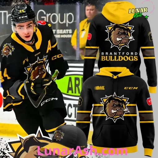 Brantford Bulldogs Black & Gold Official Team 2025 Hoodie