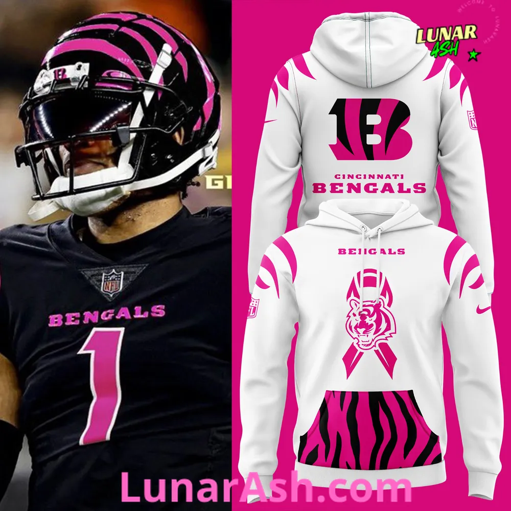 Cincinnati Bengals Breast Cancer 2024 White Hoodie Cincinnati Bengals Breast Cancer 2024 White Hoodie