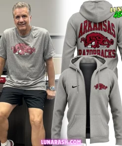 Coach John Calipari Arkansas Razorbacks Basketball 2024 Zip Hoodie 1