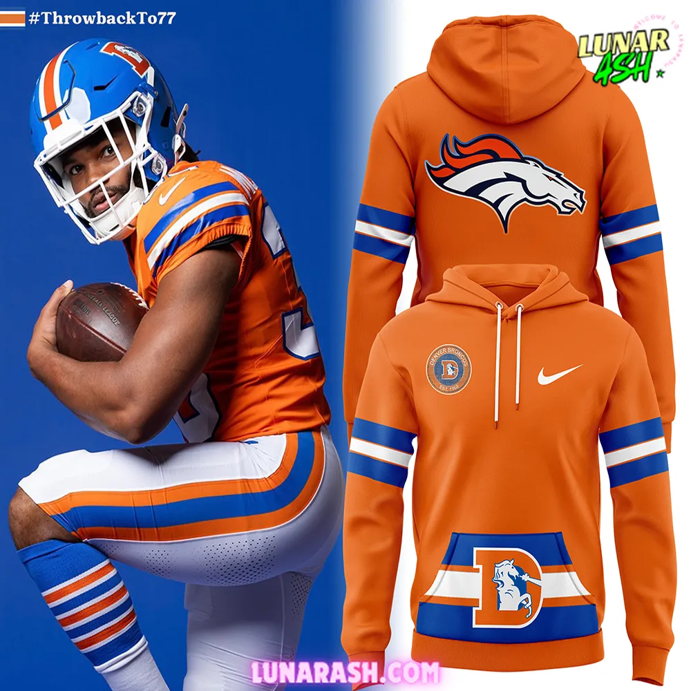 Denver Broncos Throwback To 1977 Orange Hoodie Denver Broncos Throwback To 1977 Orange Hoodie