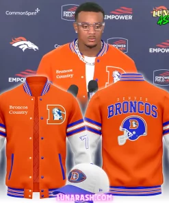 Denver Broncos Throwback To 77 Orange Baseball Jacket