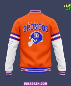 Denver Broncos Throwback To 77 Orange Baseball Jacket 3