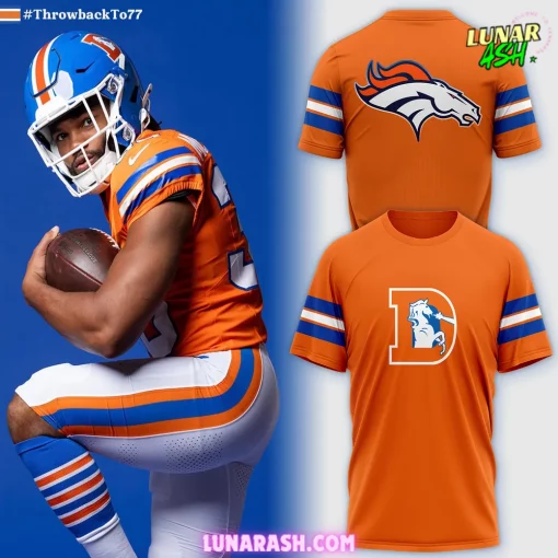 Denver Broncos Throwback To 77 Orange T-Shirt