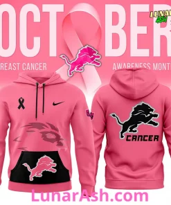 Detroit Lions Women’s Breast Cancer Awareness Month 2024 Pink Hoodie 1