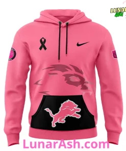 Detroit Lions Women’s Breast Cancer Awareness Month 2024 Pink Hoodie 2