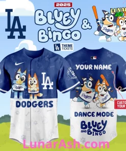 Dodgers Dance Mode Bluey and Bingo Special Baseball Jersey