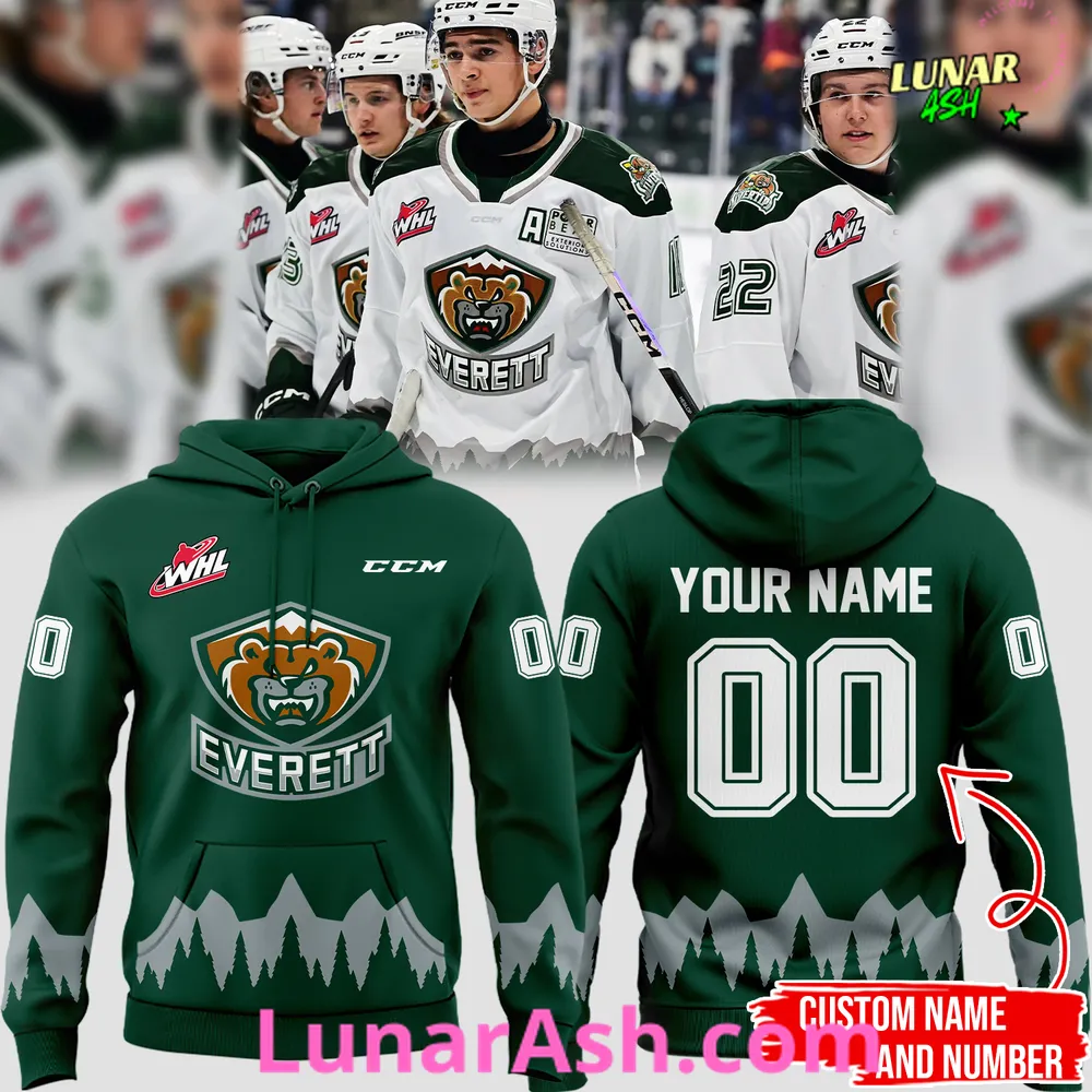 Everett Silvertips Custom 2024 Green Hoodie Everett Silvertips Custom 2024 Green Hoodie