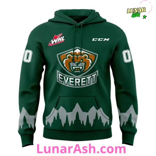 Everett Silvertips Custom 2024 Green Hoodie