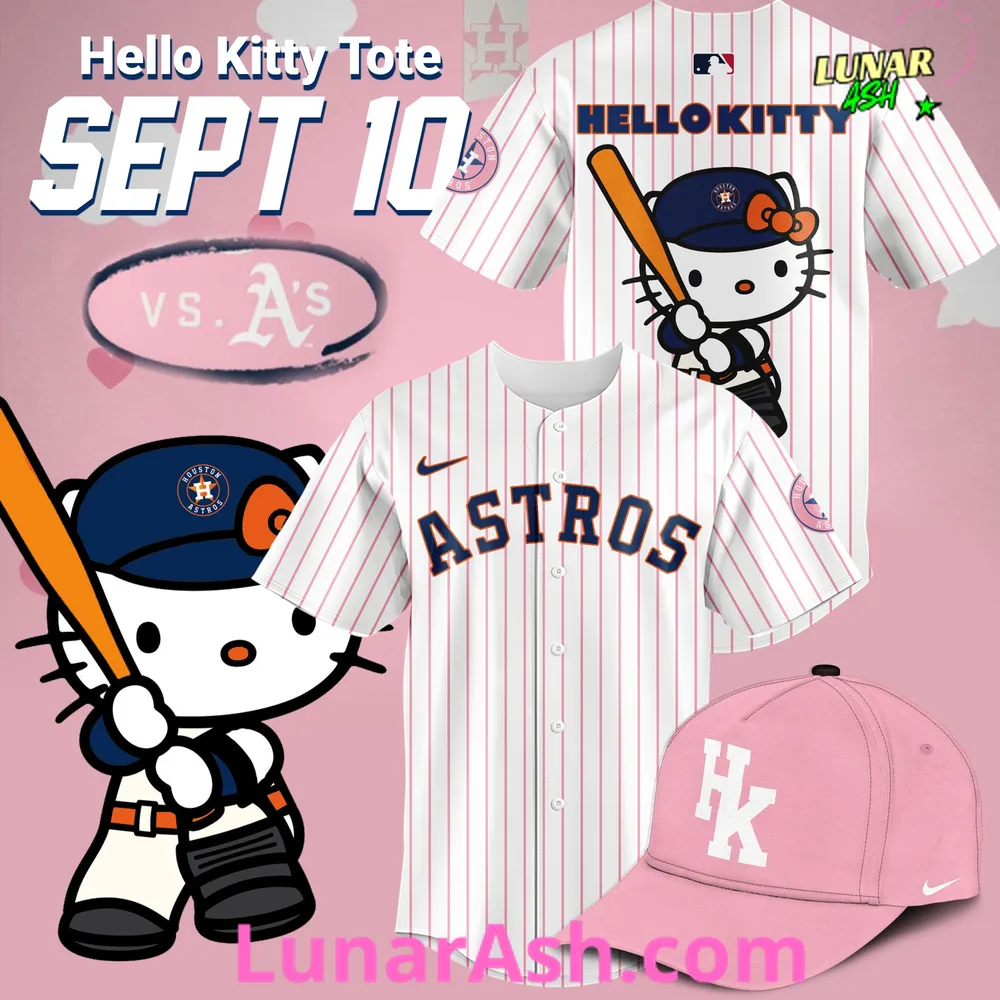 Houston Astros MLB x Hello Kitty Striped Baseball Jersey Houston Astros MLB x Hello Kitty Striped Baseball Jersey