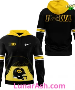 Iowa Hawkeyes Yellow Football 2024 Black Hoodie