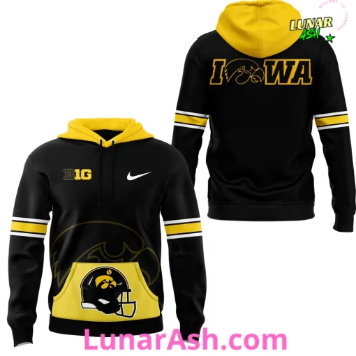Iowa Hawkeyes Yellow Football 2024 Black Hoodie