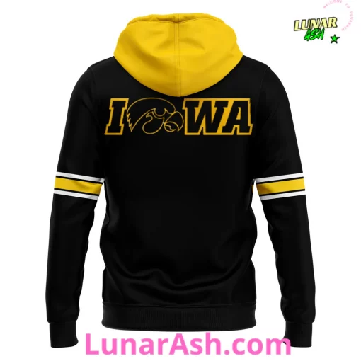 Iowa Hawkeyes Yellow Football 2024 Black Hoodie