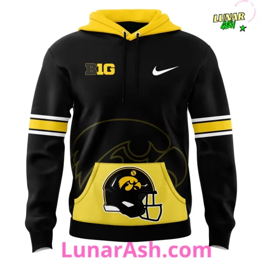 Iowa Hawkeyes Yellow Football 2024 Black Hoodie