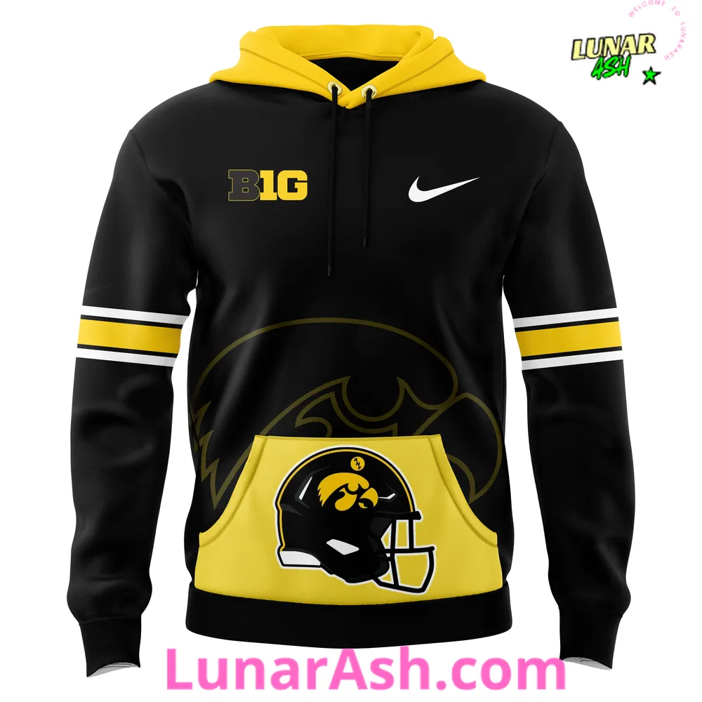 Iowa Hawkeyes Yellow Football 2024 Black Hoodie Iowa Hawkeyes Yellow Football 2024 Black Hoodie
