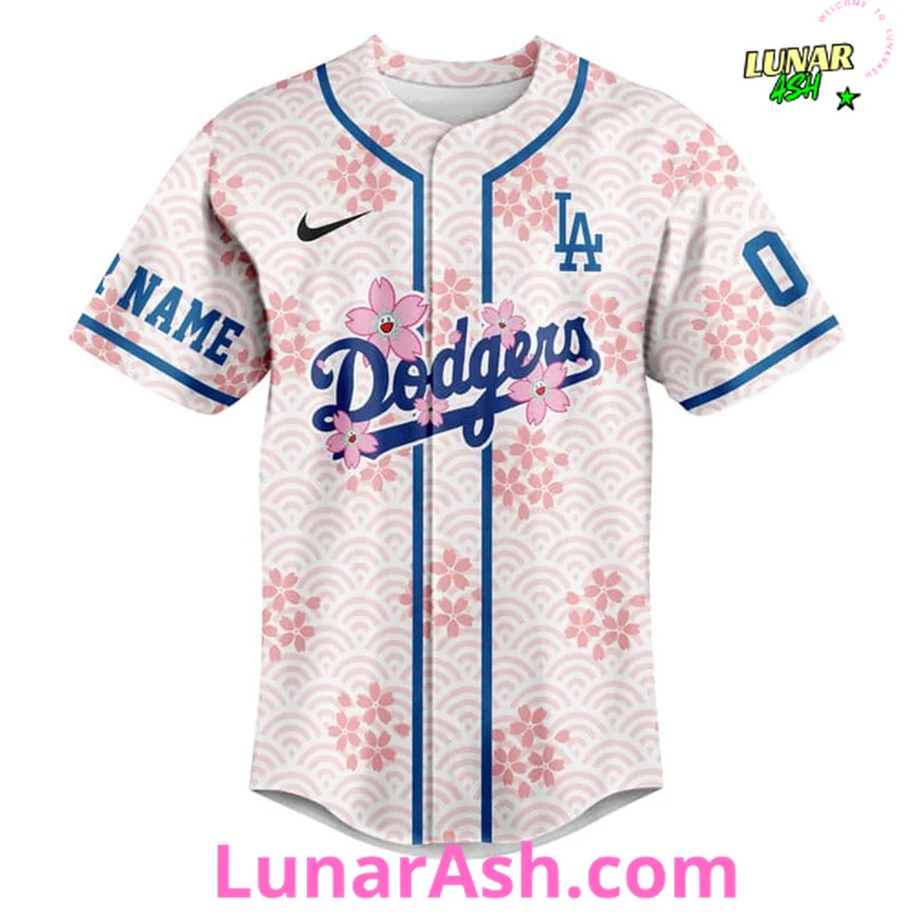 Los Angeles Dodgers Cherry Blossom Baseball Jersey Los Angeles Dodgers Cherry Blossom Baseball Jersey