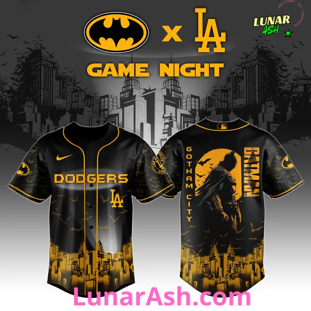 Los Angeles Dodgers x DC Batman Night Special Baseball Jersey Los Angeles Dodgers x DC Batman Night Special Baseball Jersey