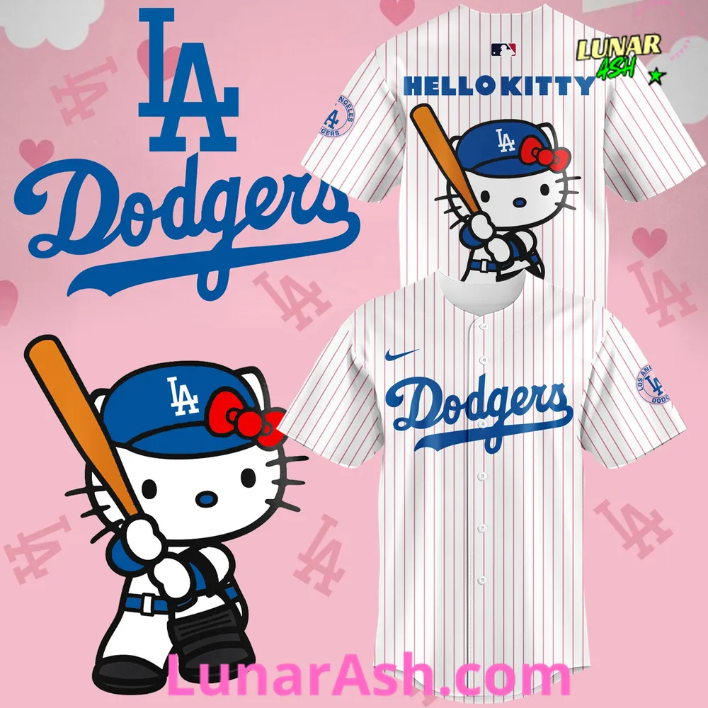 Los Angeles Dodgers x Hello Kitty Striped Baseball Jersey Los Angeles Dodgers x Hello Kitty Striped Baseball Jersey