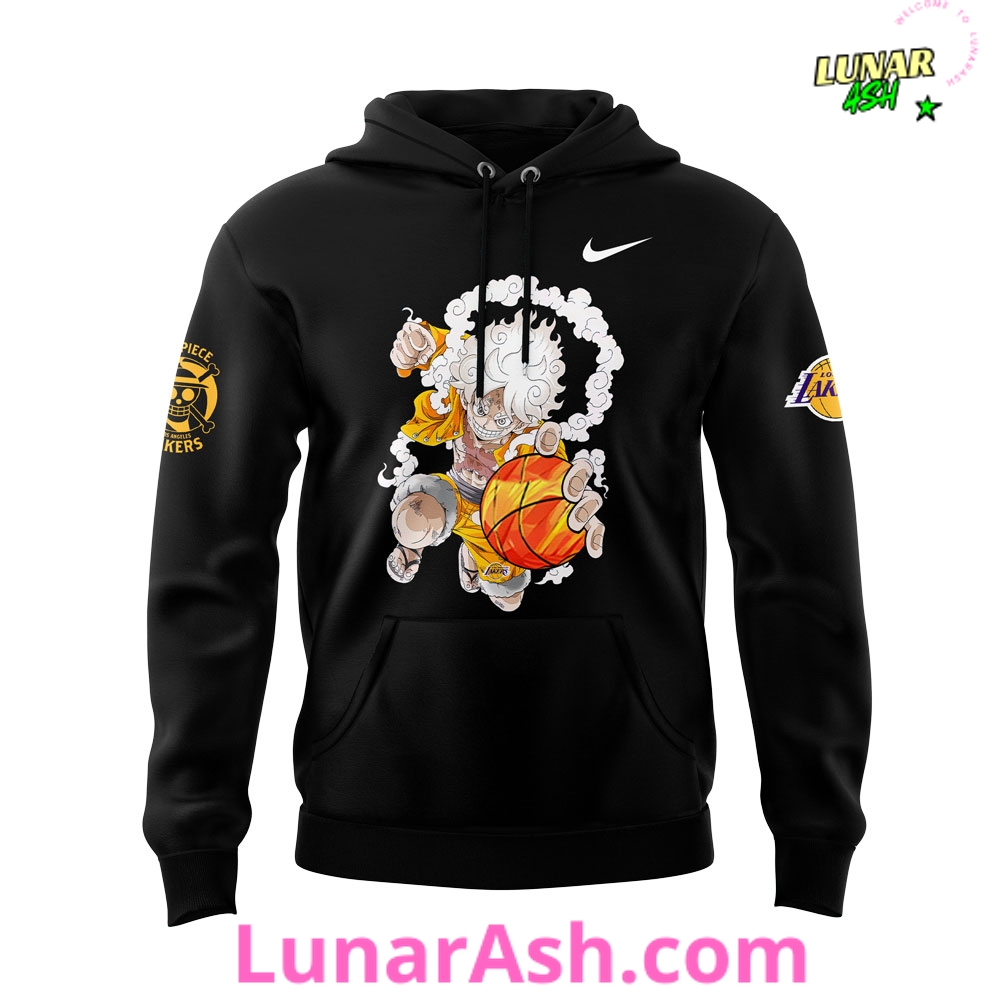 Los Angeles Lakers x One Piece Gear 5 Black Special Hoodie Los Angeles Lakers x One Piece Gear 5 Black Special Hoodie