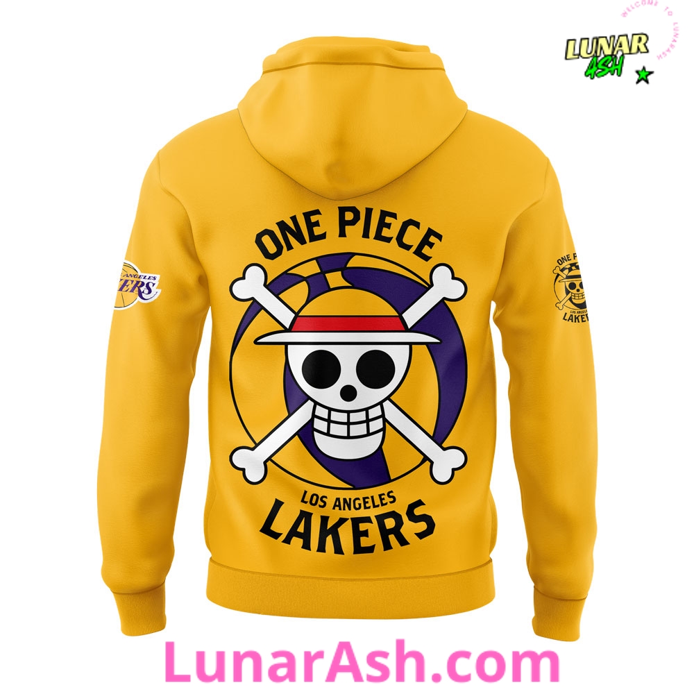Los Angeles Lakers x One Piece Gear 5 Yellow Special Hoodie Los Angeles Lakers x One Piece Gear 5 Yellow Special Hoodie