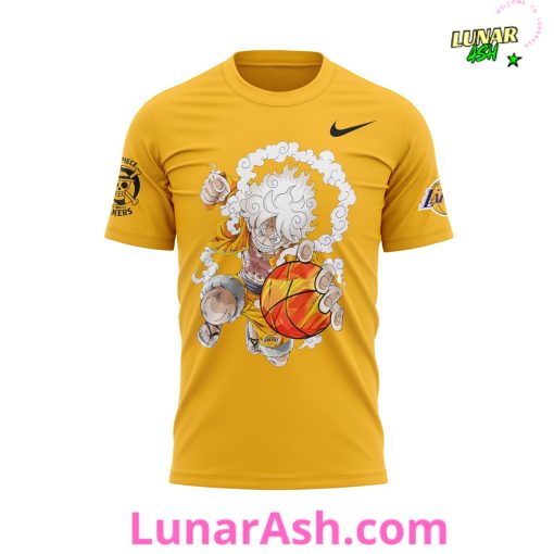 Los Angeles Lakers x One Piece Gear 5 Yellow Special T-Shirt