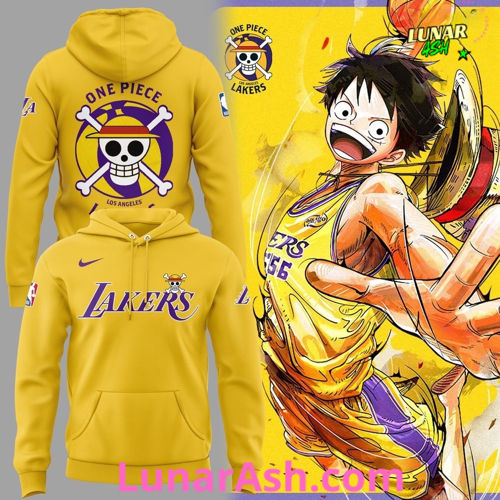 Los Angeles Lakers x One Piece Special Edition Yellow Hoodie Los Angeles Lakers x One Piece Special Edition Yellow Hoodie