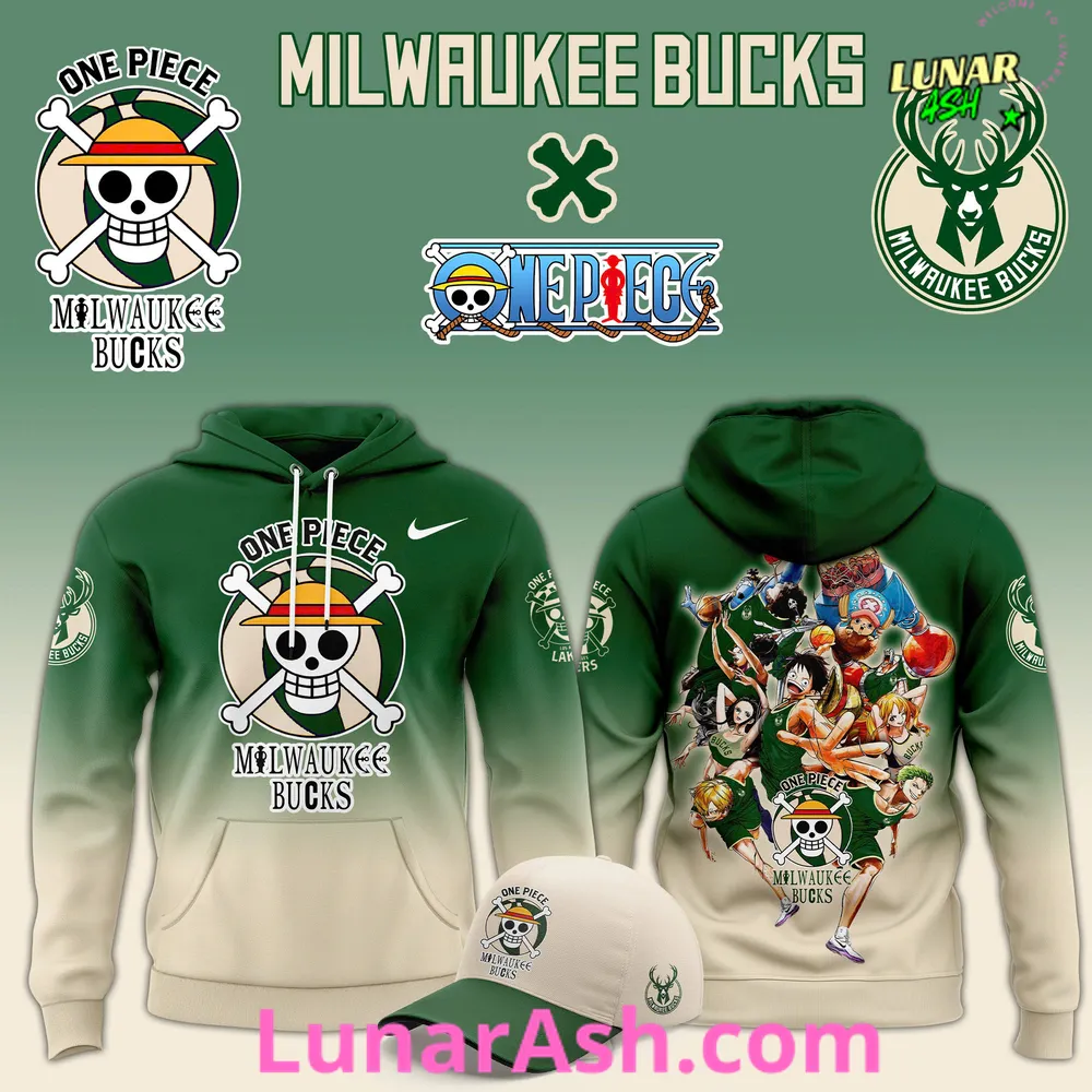 Milwaukee Bucks x Luffy One Piece the Straw Hat Pirates Hoodie Milwaukee Bucks x Luffy One Piece the Straw Hat Pirates Hoodie