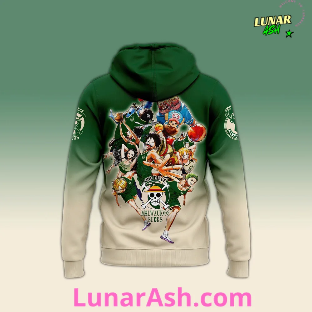 Milwaukee Bucks x Luffy One Piece the Straw Hat Pirates Hoodie Milwaukee Bucks x Luffy One Piece the Straw Hat Pirates Hoodie