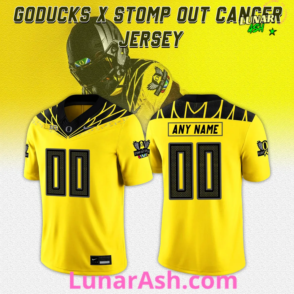Oregon Ducks x Stomp Out Cancer 2024 Custom Football Jersey Oregon Ducks x Stomp Out Cancer 2024 Custom Football Jersey
