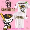 San Diego Padres MLB x Hello Kitty Striped Baseball Jersey