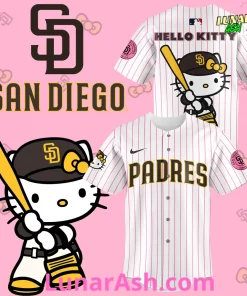 San Diego Padres MLB x Hello Kitty Striped Baseball Jersey