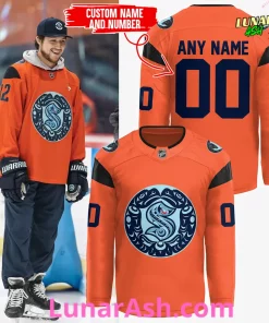 Seattle Kraken Tribal Orange 2025 Limited Edition Hockey Jersey 1