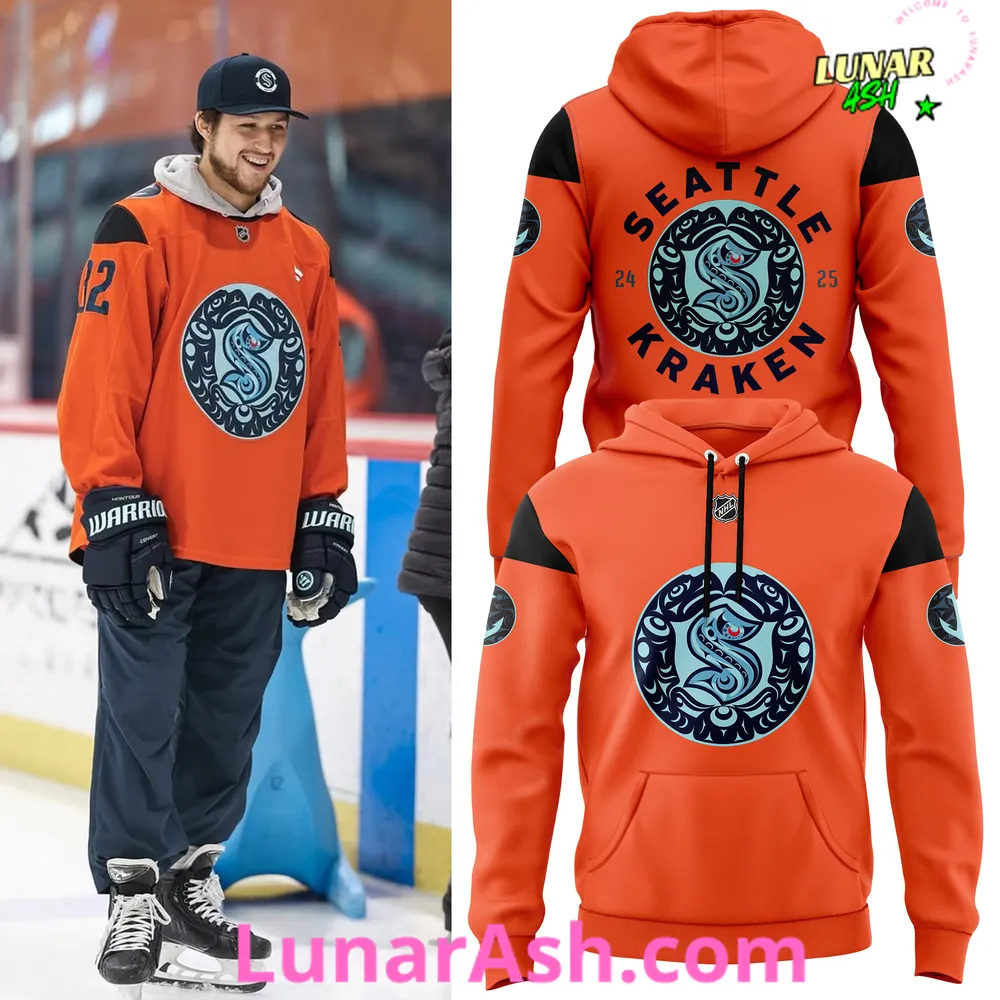 Seattle Kraken Tribal Orange 2025 Limited Edition Hoodie Seattle Kraken Tribal Orange 2025 Limited Edition Hoodie