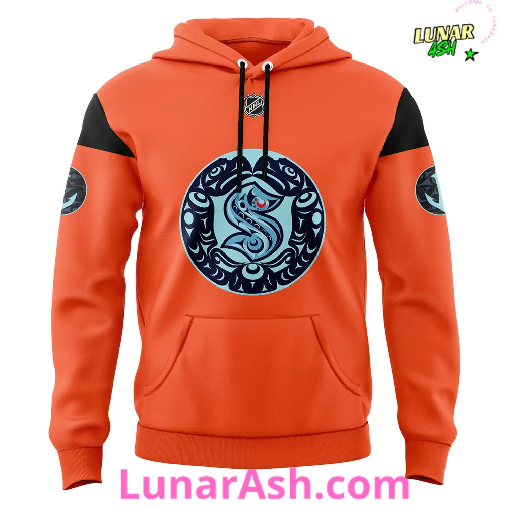Seattle Kraken Tribal Orange 2025 Limited Edition Hoodie Seattle Kraken Tribal Orange 2025 Limited Edition Hoodie