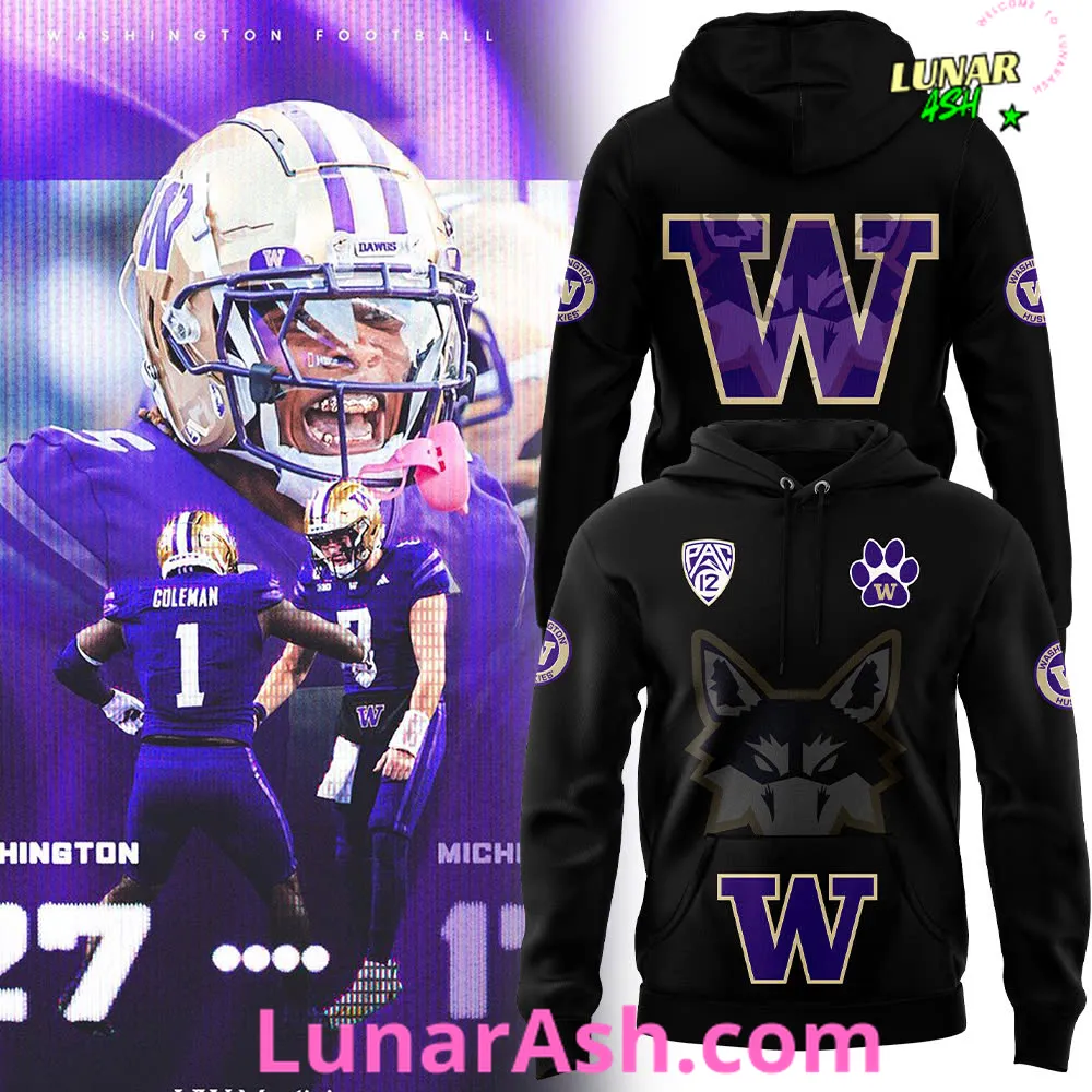 Washington Huskies Football 2024 Black Hoodie Washington Huskies Football 2024 Black Hoodie