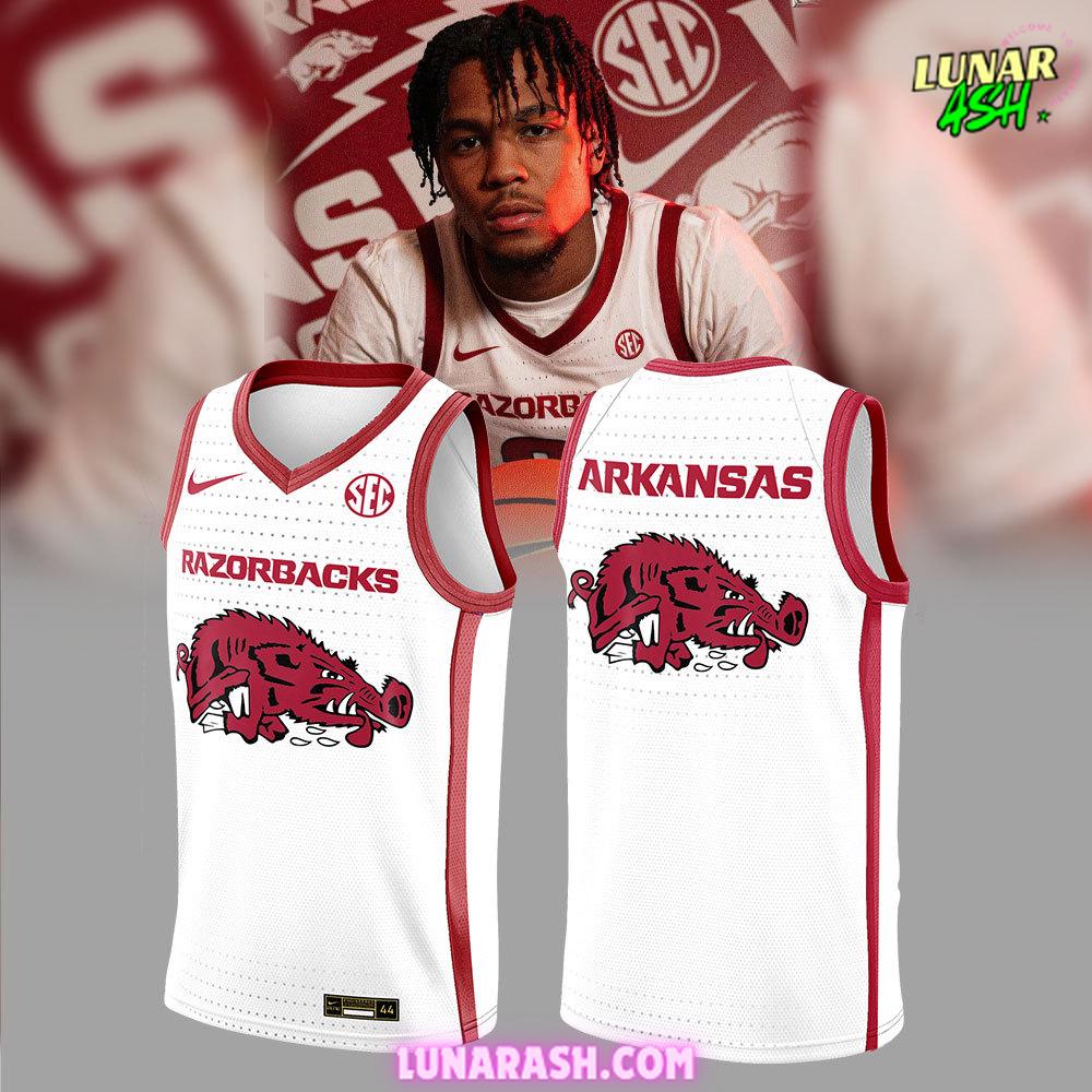 Arkansas Razorbacks Basketball New Version 2024 White Basketball Jersey Arkansas Razorbacks Basketball New Version 2024 White Basketball Jersey