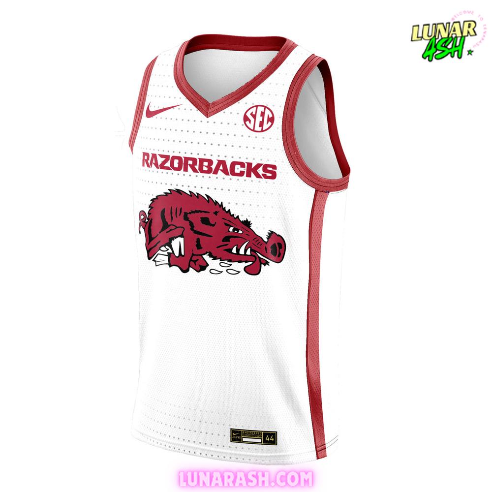 Arkansas Razorbacks Basketball New Version 2024 White Basketball Jersey Arkansas Razorbacks Basketball New Version 2024 White Basketball Jersey