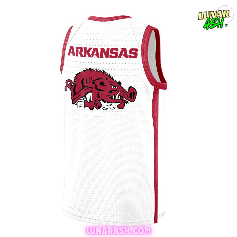Arkansas Razorbacks Basketball New Version 2024 White Basketball Jersey Arkansas Razorbacks Basketball New Version 2024 White Basketball Jersey
