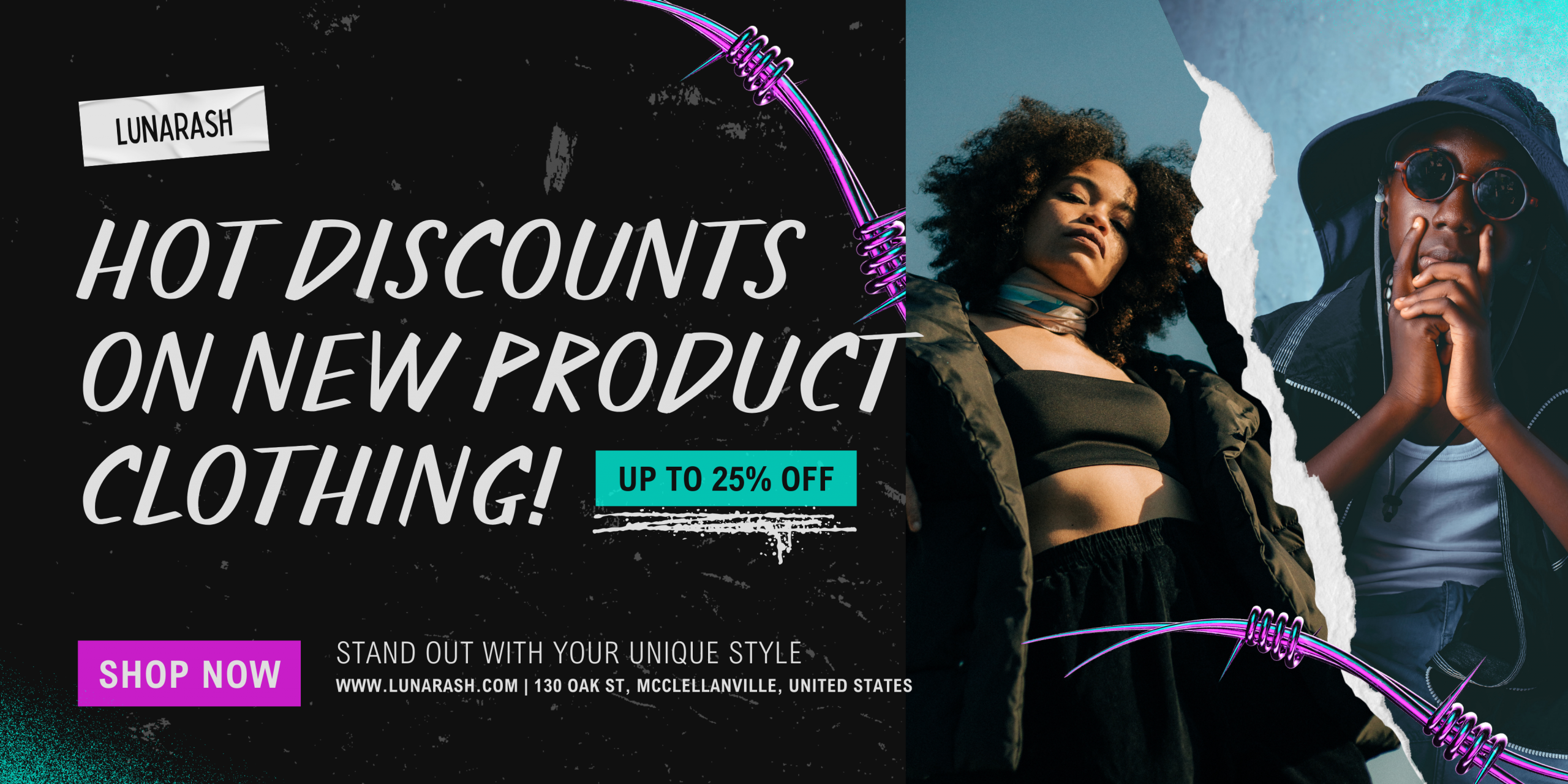 Black Green Grunge Hip Hop Fashion Medium Banner