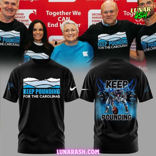 Carolina Panthers Keep Pounding 2024 Black T-Shirt