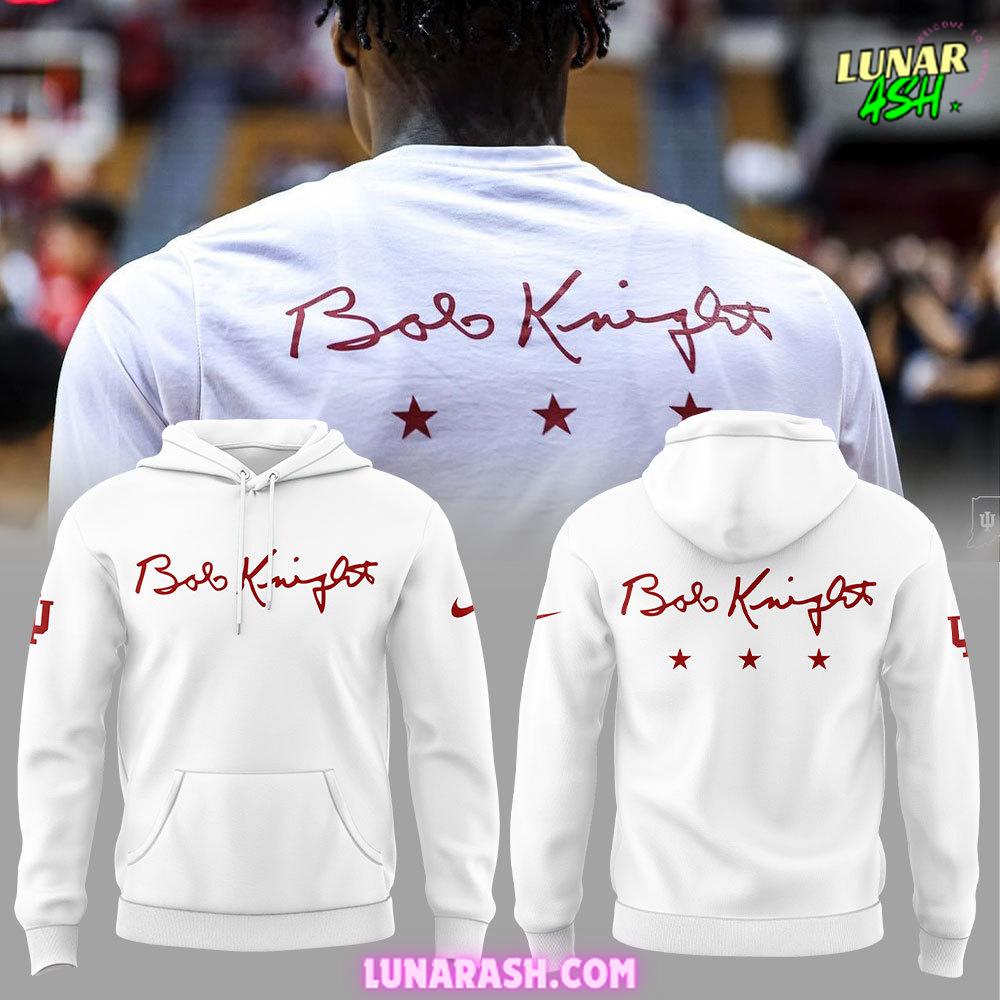 Indiana Hoosiers BOB KNIGHT 2024 White Hoodie Indiana Hoosiers BOB KNIGHT 2024 White Hoodie