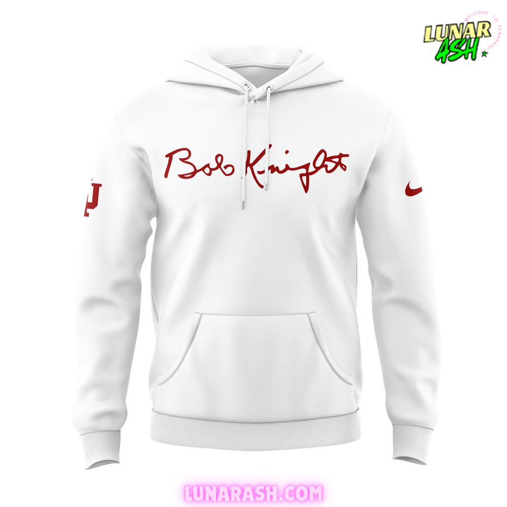 Indiana Hoosiers BOB KNIGHT 2024 White Hoodie Indiana Hoosiers BOB KNIGHT 2024 White Hoodie