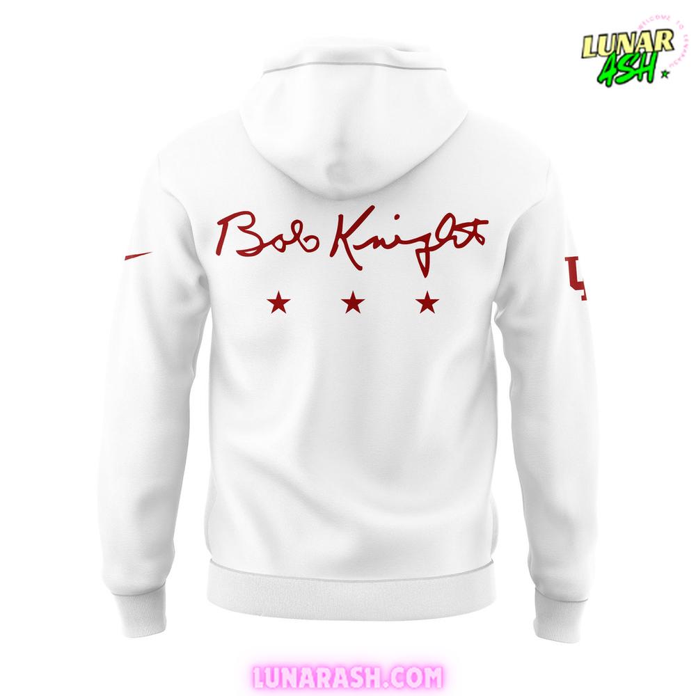 Indiana Hoosiers BOB KNIGHT 2024 White Hoodie Indiana Hoosiers BOB KNIGHT 2024 White Hoodie