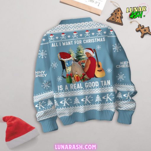 Kenny Chesney No Shoes Christmas Special Light Blue Sweater