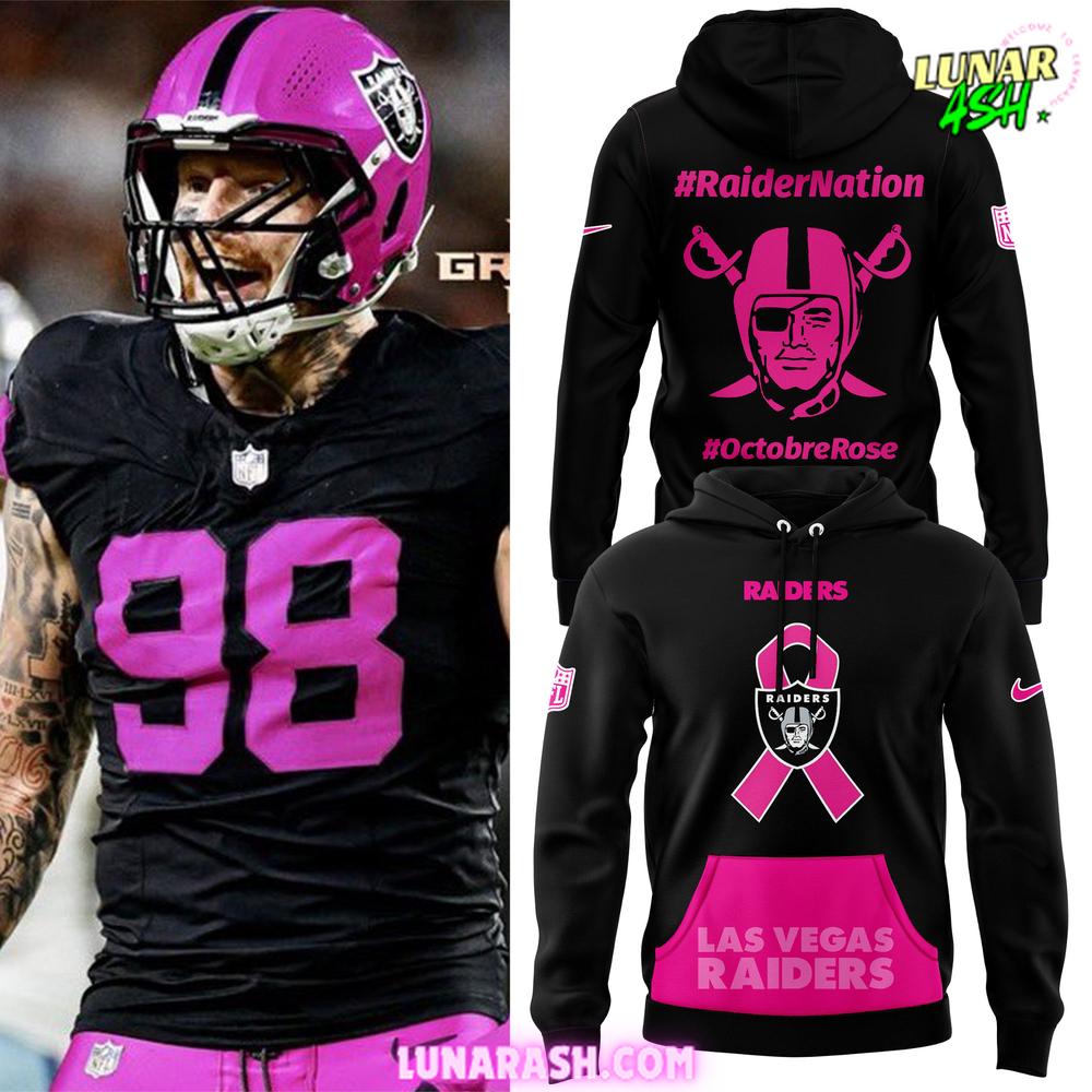 Las Vegas Raiders #Octubre Rose Black Hoodie Las Vegas Raiders #Octubre Rose Black Hoodie