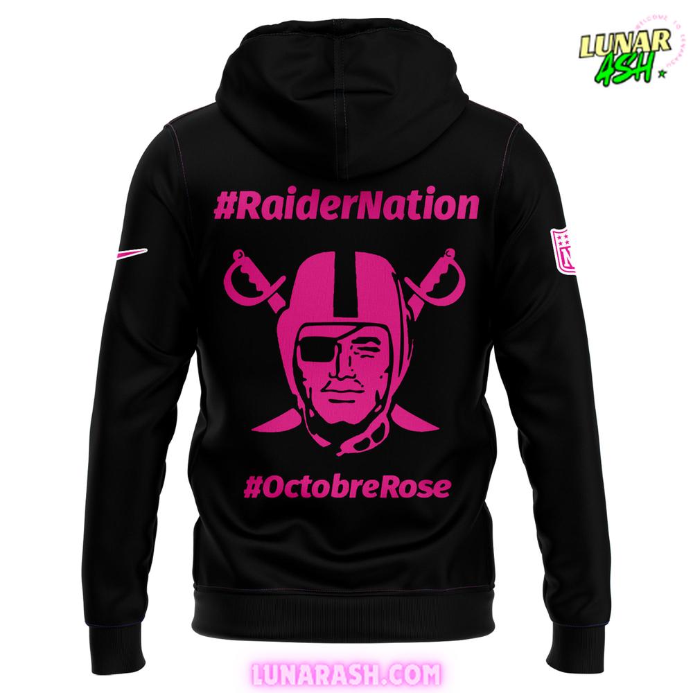 Las Vegas Raiders #Octubre Rose Black Hoodie Las Vegas Raiders #Octubre Rose Black Hoodie